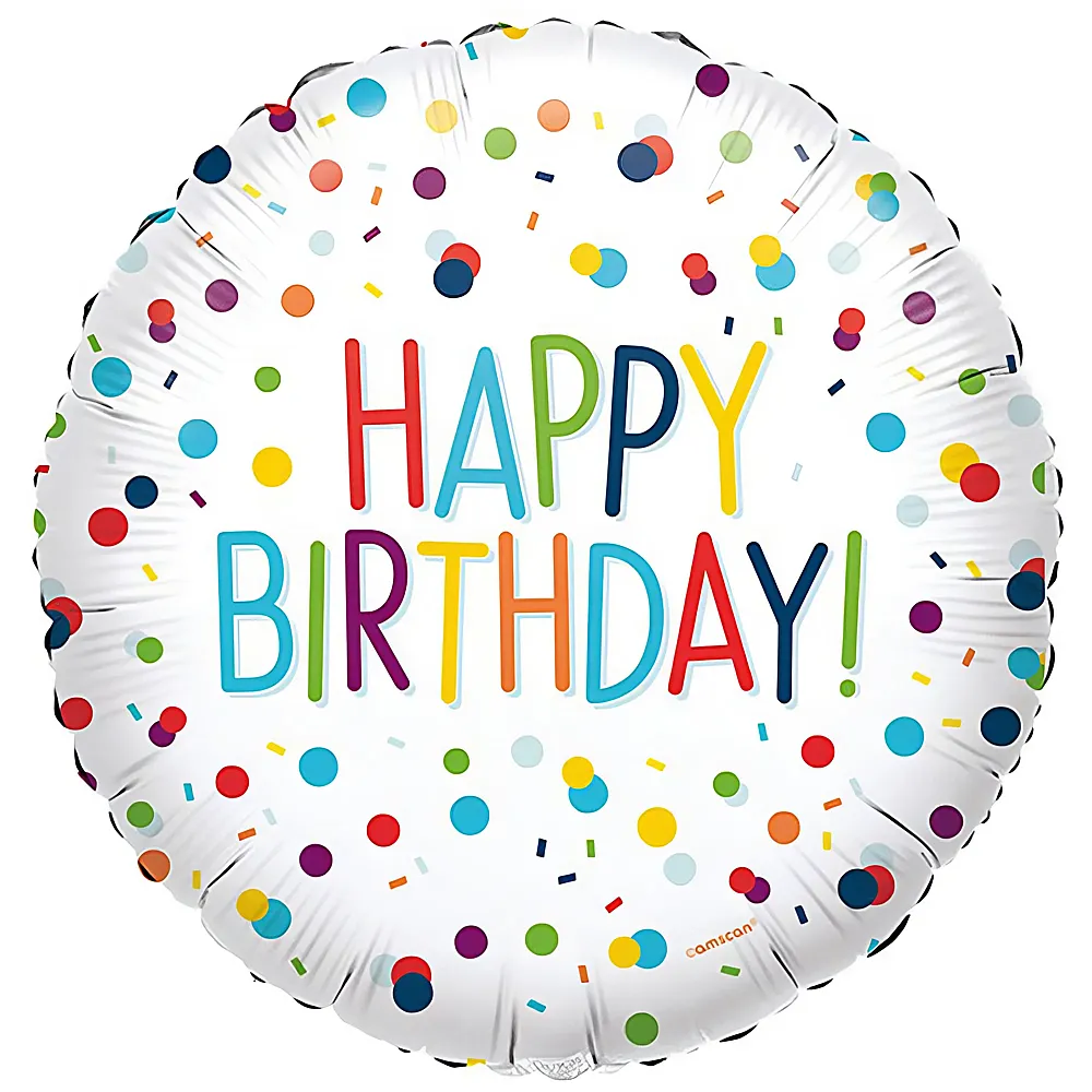 Amscan Folienballon Happy Birthday Confetti 43cm | Kindergeburtstag