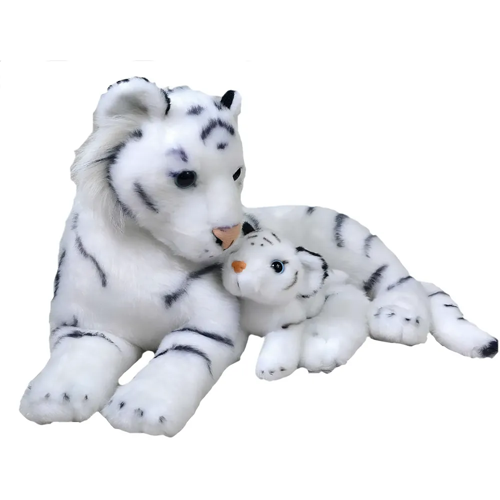 meinspielzeug - Wild Republic Asian Weisser Tiger mit Baby 38cm | Raubkatzen Pl�sch