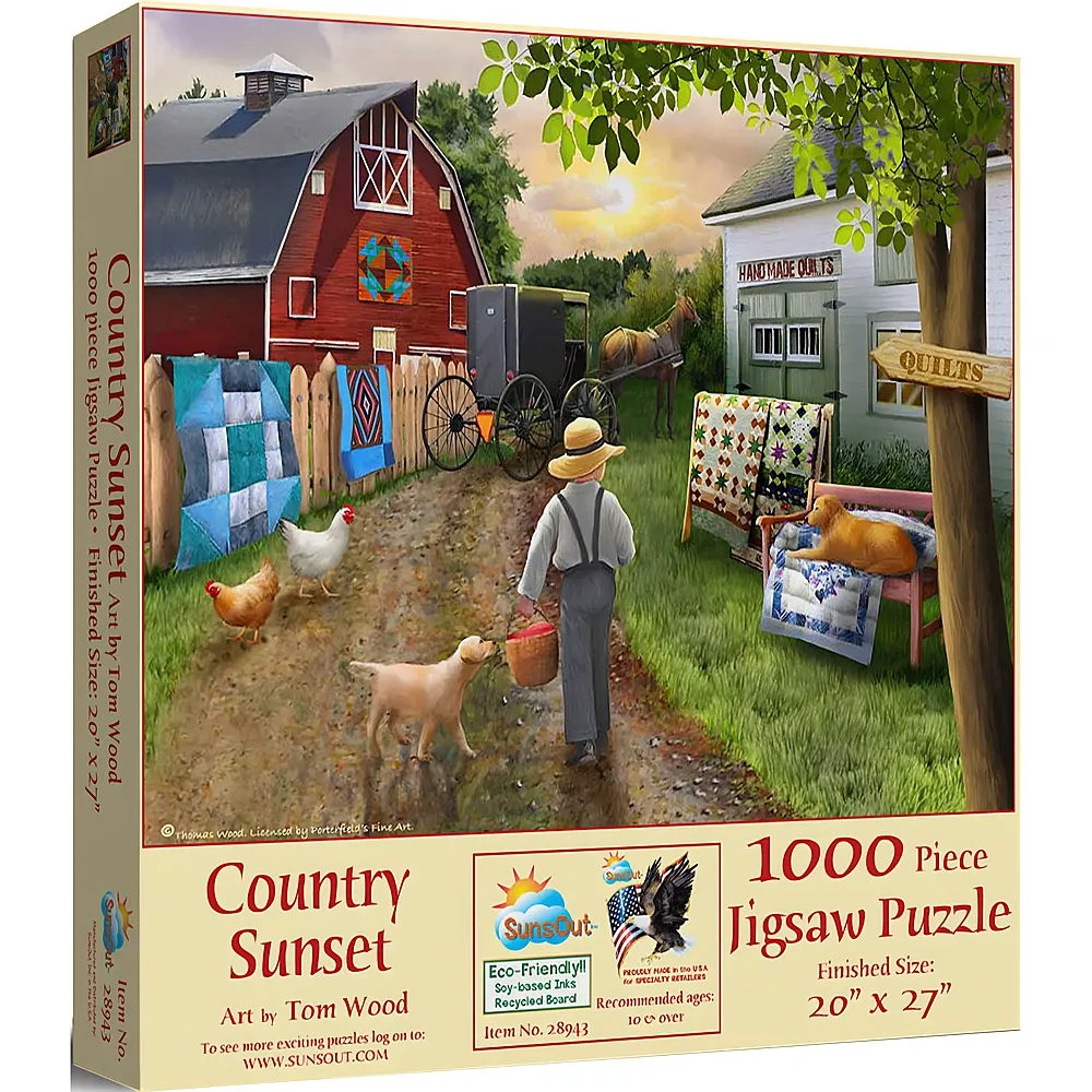 SunsOut Puzzle Tom Wood Country Sunset - 1000 Teile