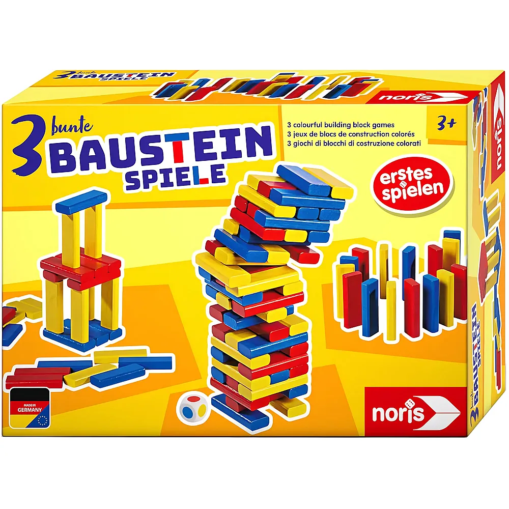 Noris Bausteinspiele - Wackelturm, H�user Bauen & Domino-Schlange 54Teile