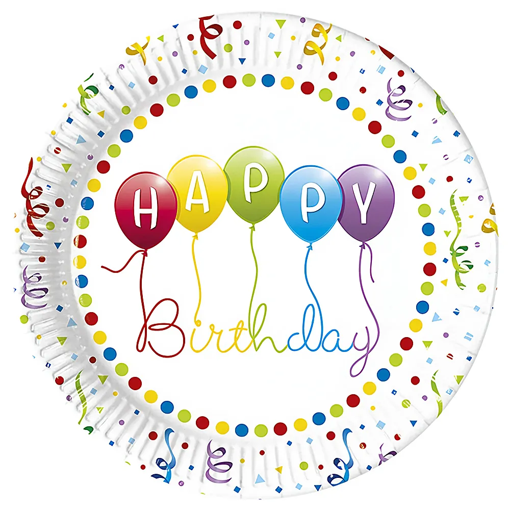 Procos Teller Happy Birthday - 8 Teile | Tischdeko