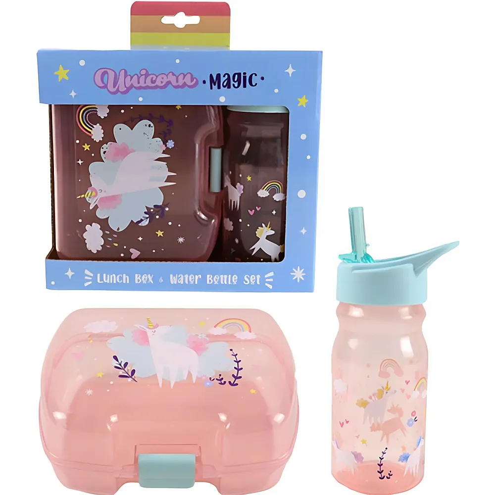 meinspielzeug - Puckator Set Lunchbox + Trinkflasche Magisches Einhorn | Essen & Trinken