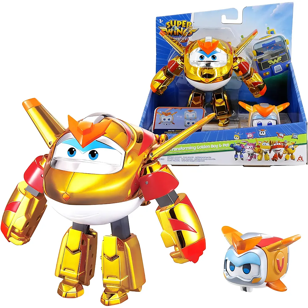 meinspielzeug - Alpha Toys Super Wings Transforming Golden Boy & Pet | Actionfiguren