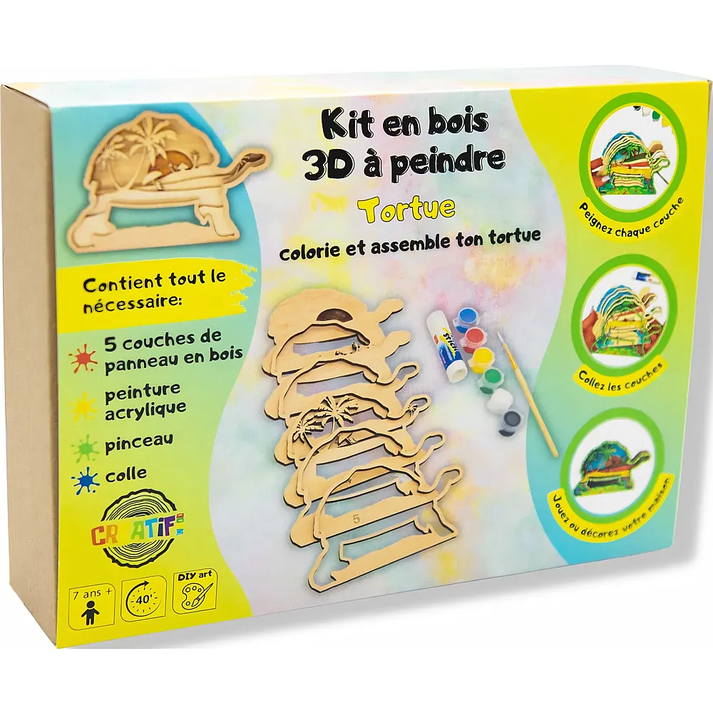 Creatif Wood Kit EN Bois 3D A Peindre Tortue