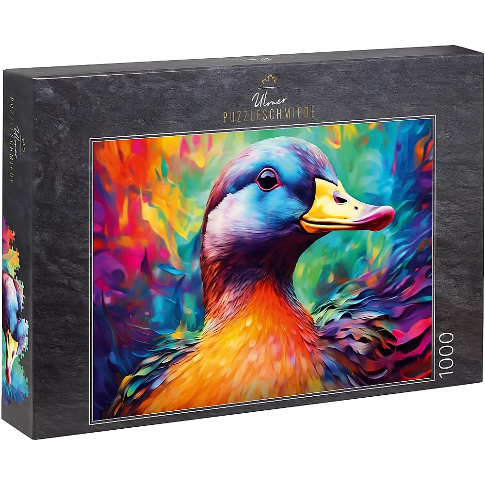 Ulmer Puzzleschmiede Ente Quack - Schillerndes Portrait der Ente - 1000 Teile