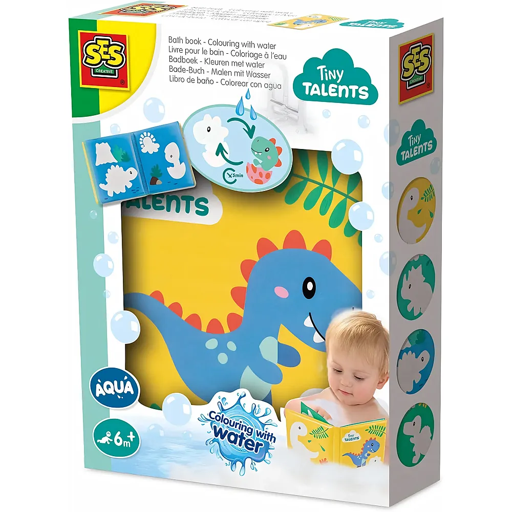 SES Tiny Talents Badebuch  Malen mit Wasserdinosauriern
