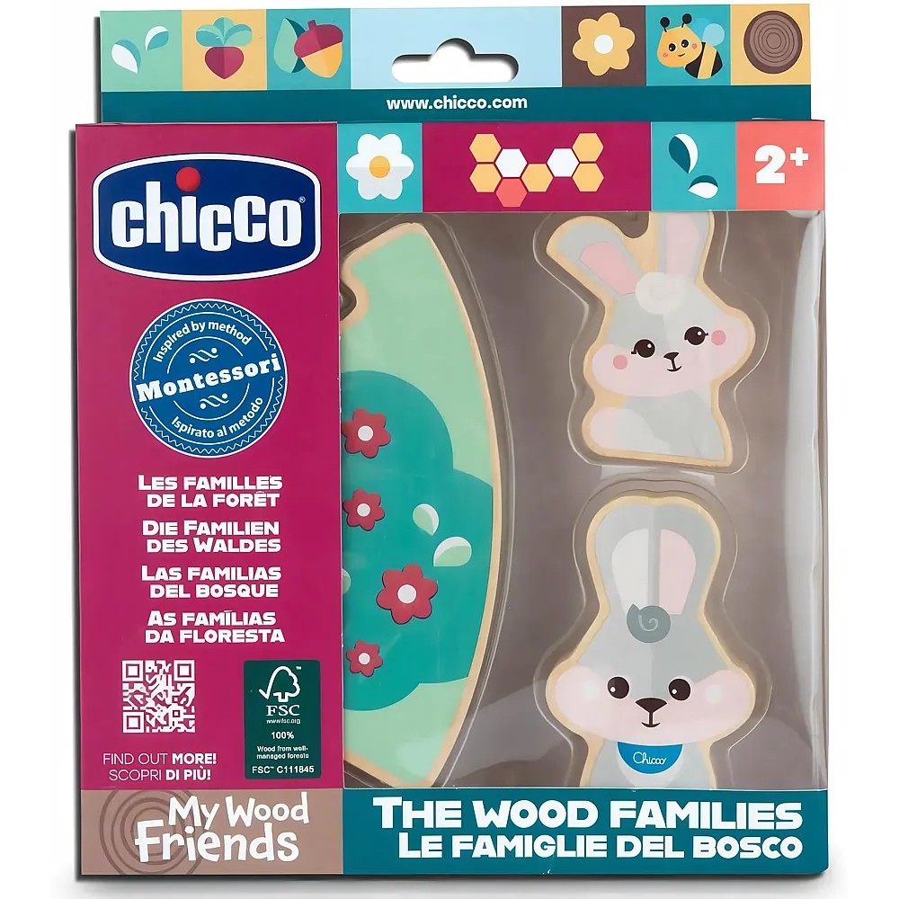 Chicco My Wood Friends Holz-Figuren Kaninchen-Papa mit Tochter