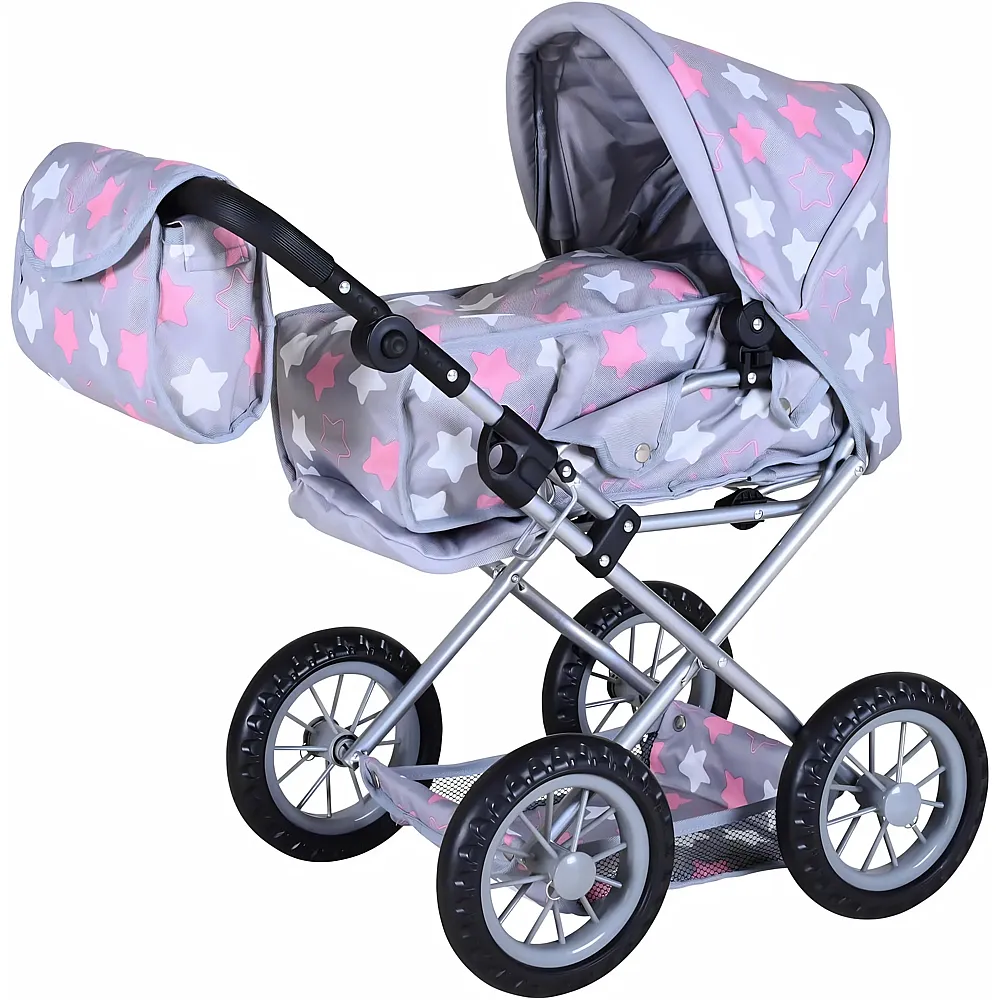 Knorrtoys Puppenwagen Ruby star grey pink