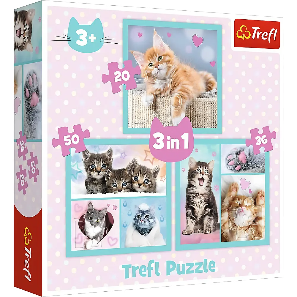 Trefl Puzzle 3in1 Katzen 20-50