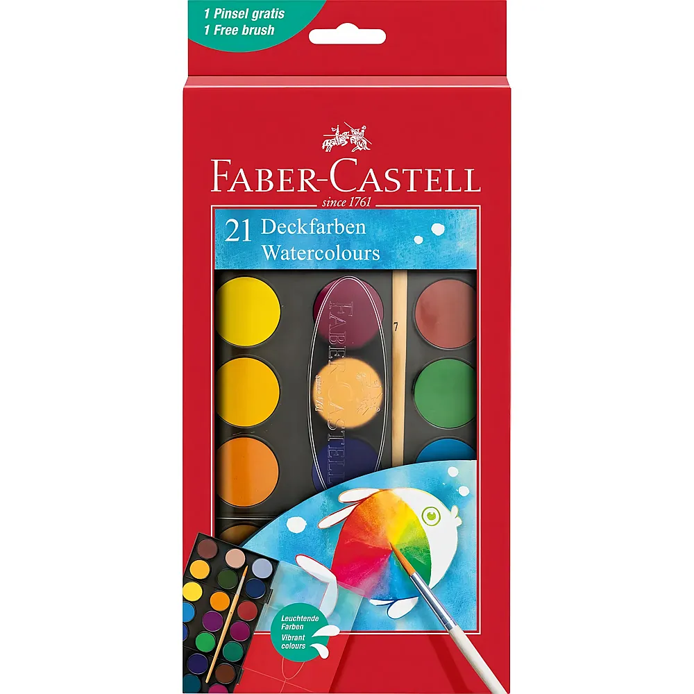 meinspielzeug - Faber-Castell Wasserfarbkasten inkl. Pinsel 21Teile | Farbe & Kreide