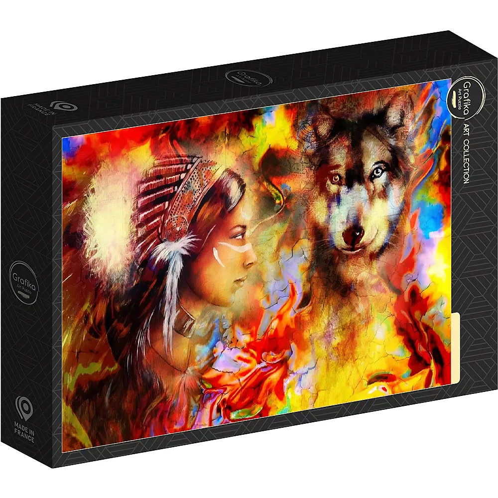 Grafika Puzzle Art Collection Die indiasche Frau und der Wolf 500Teile