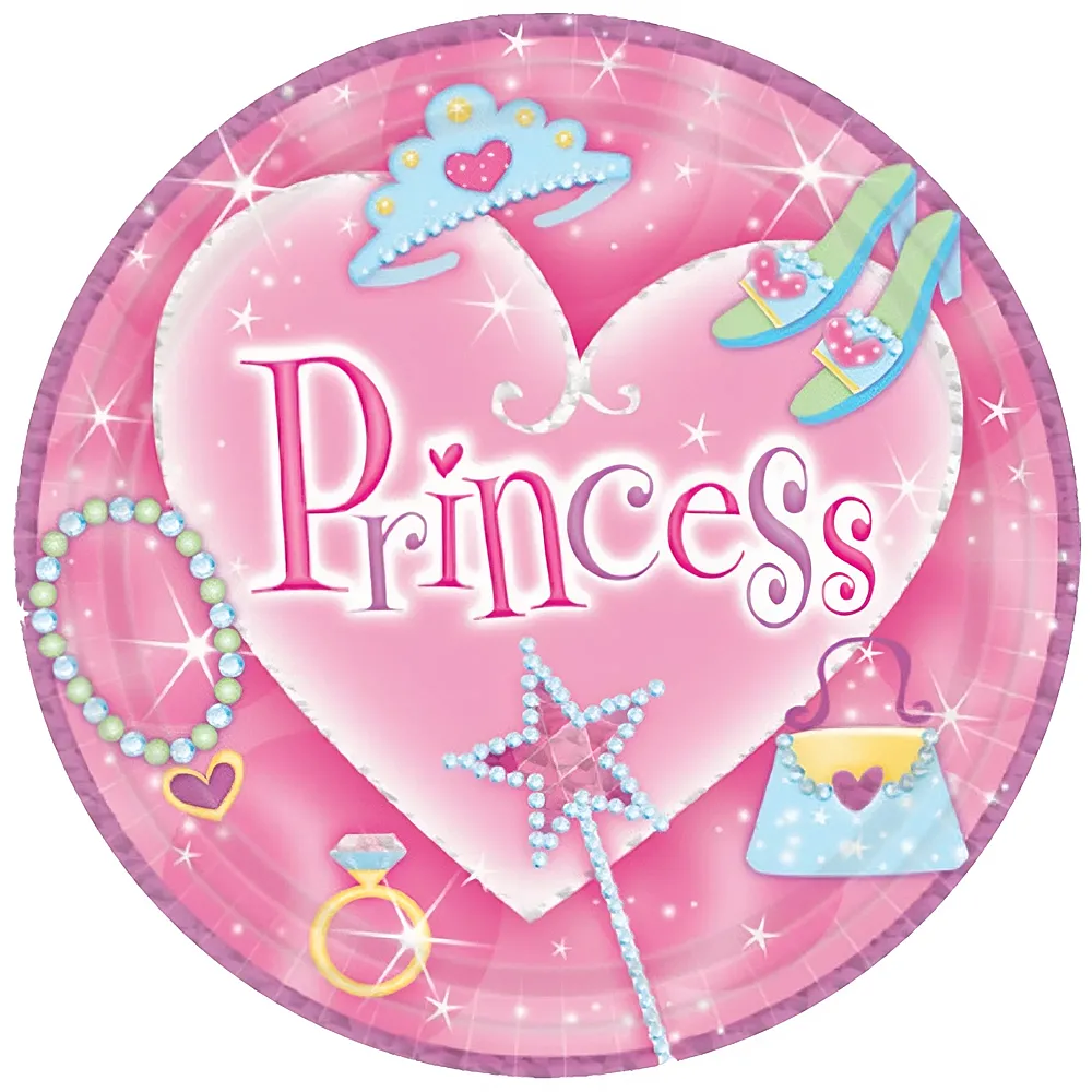 Amscan Prinzessin Kartonteller 23cm 8Teile | Kindergeburtstag