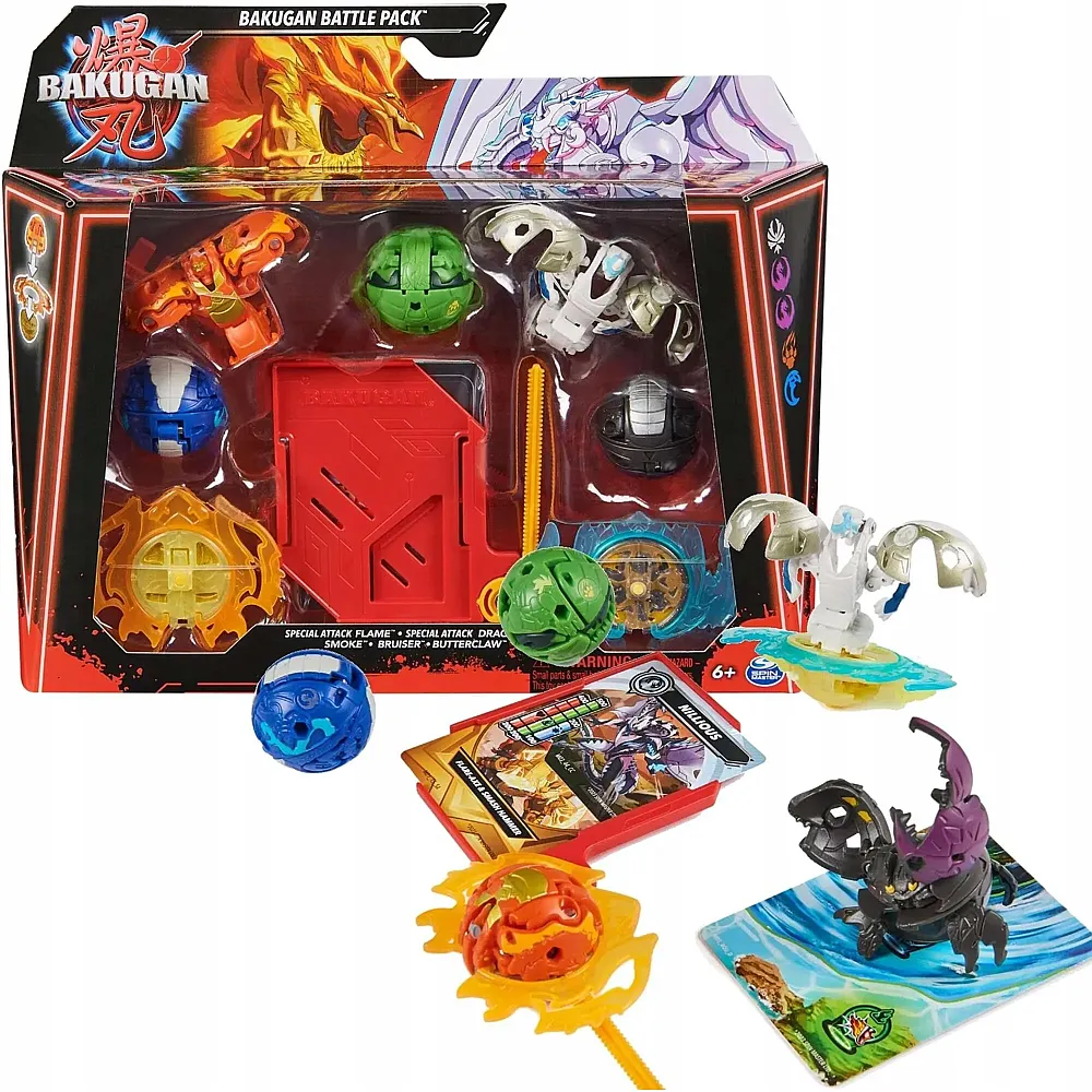 Spin Master Bakugan Battle Pack Special Attack Flame, Dragonoid, Smoke, Bruiser, Butterclaw