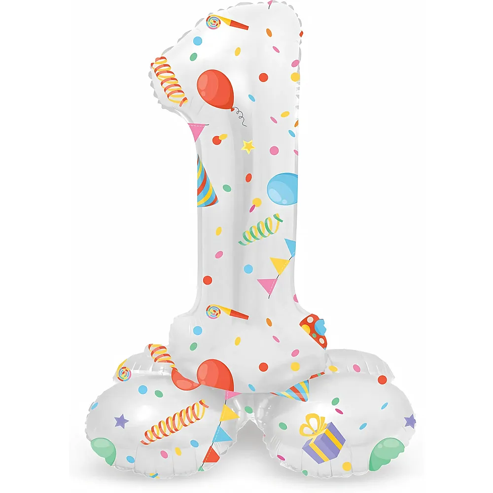 Folat Stehender Folienballon Joyful Party Zahl 1 - 72 cm