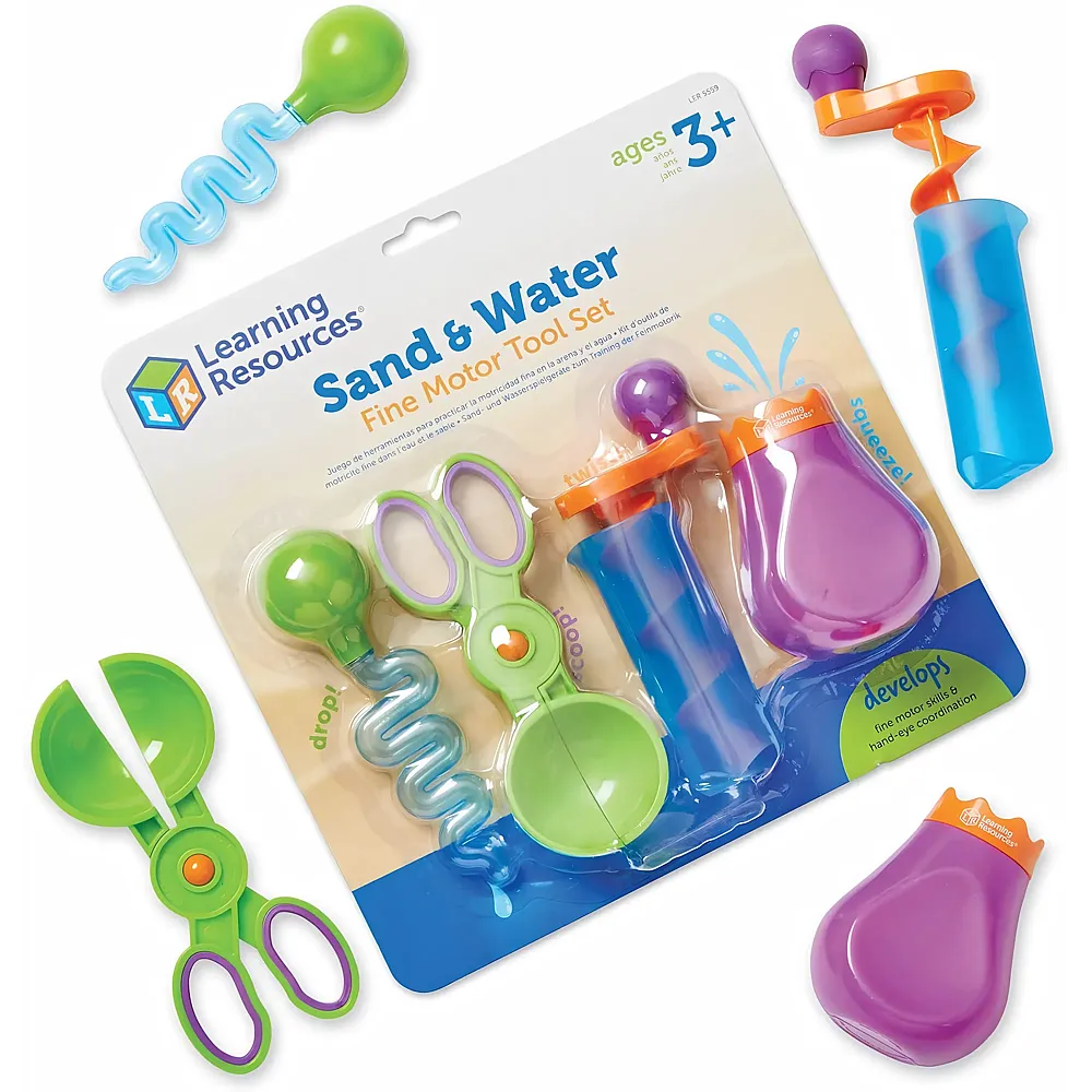 Learning Resources Wasser & Sand Spielset , Feinmotorik-Training f�r Kinder, Mit Flasche, Schere, Schaufel & Tropfschleuder