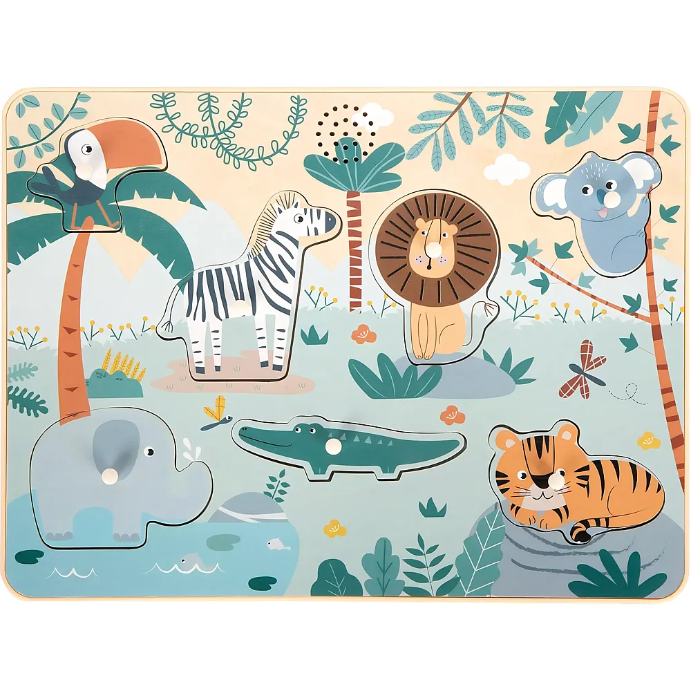 Small Foot  Holzpuzzle mit Tierger�uschen Safari