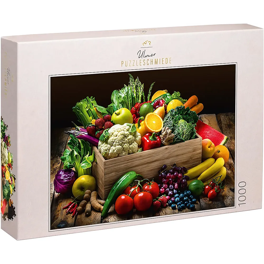 Ulmer Puzzleschmiede Bunte Obst-Kiste mit heimischen und exotischen Fr�chten und Gem�se - 1000 Teile