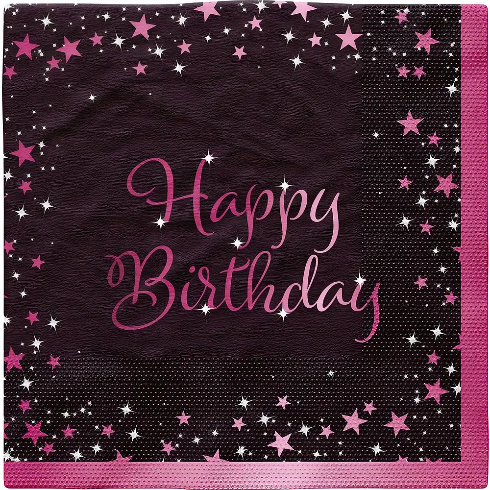 Riethm�ller 16 Servietten Happy Birthday pink, 33 x 33cm