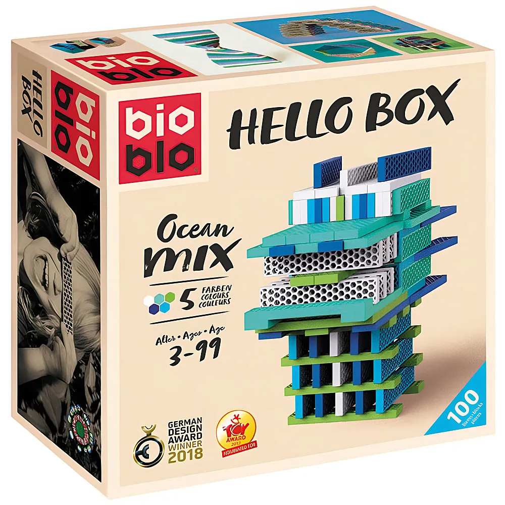 Piatnik Bioblo Hello Box Ocean Mix - 100 Teile | Holzbausteine