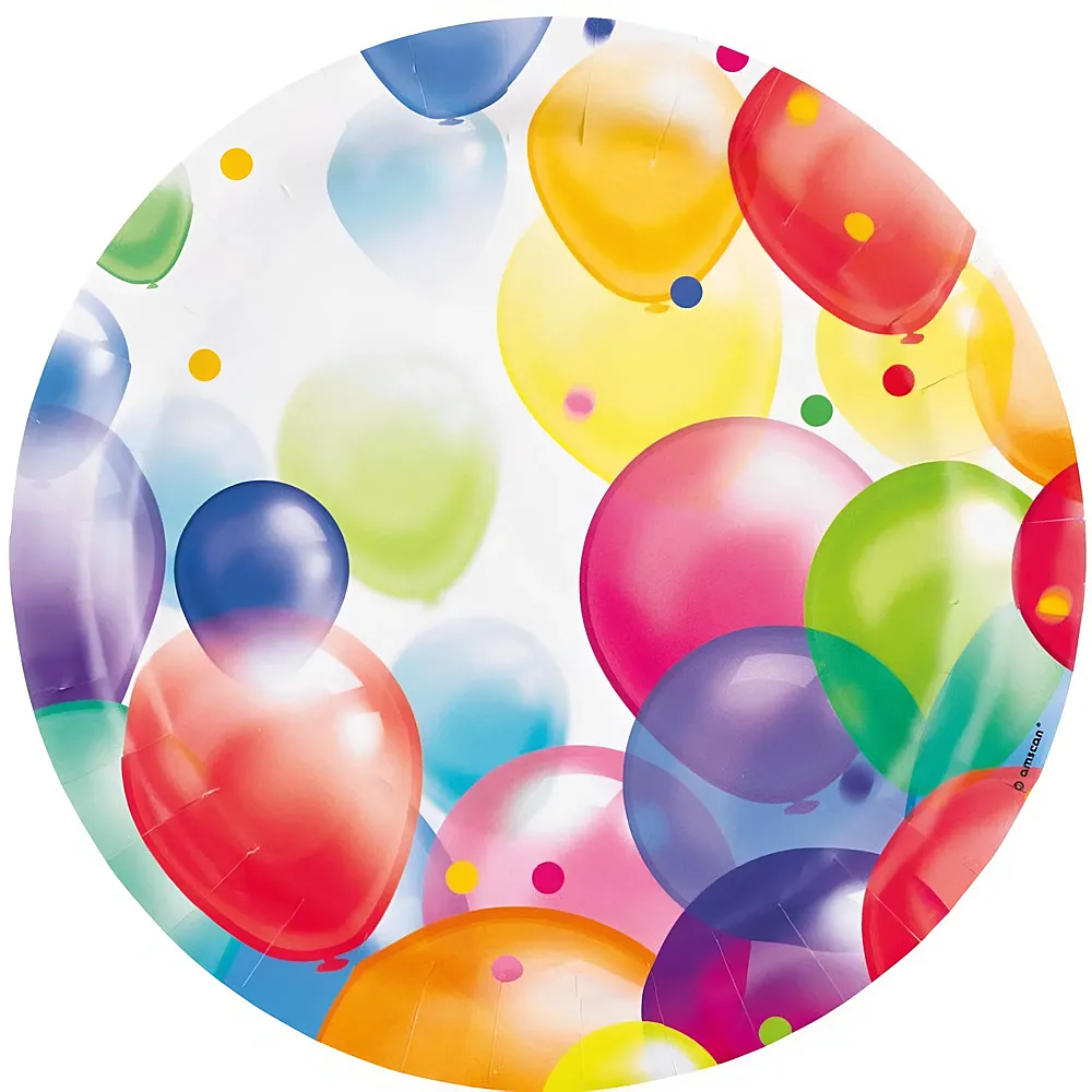 Amscan Teller Balloons 23cm 8Teile | Kindergeburtstag
