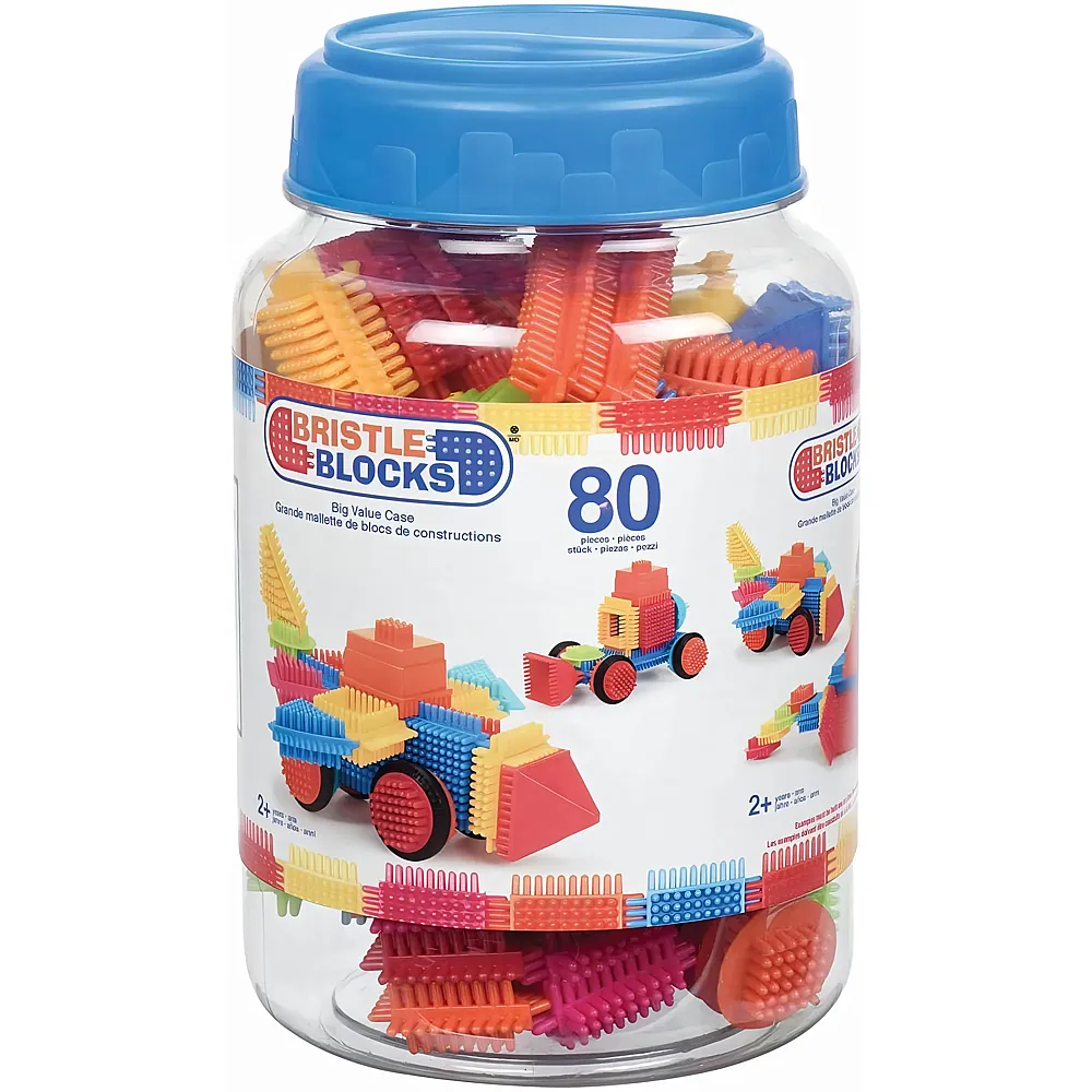 Battat Bristle Blocks 80 Teile Bausteine Riesen Set Lernspielzeug Baukl�tze mit Borsten, Motorikspielzeug Kinder und Baby Spielzeug ab 2 Jahren 3102Z Bunt