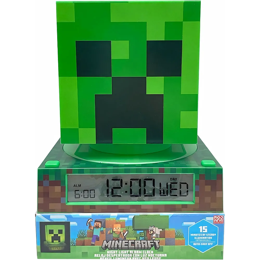Kids Licensing Minecraft Lampe mit Wecker 3D, 25cm
