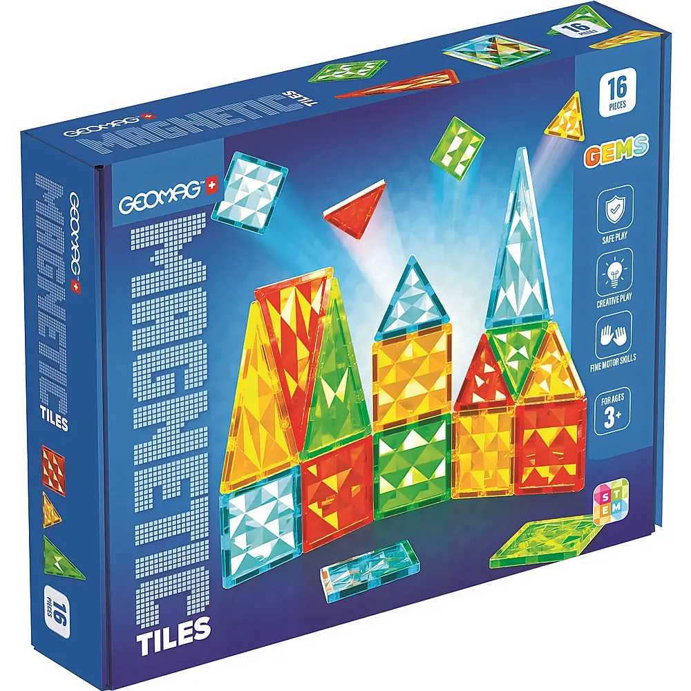 Geomag Magnetic Tiles Gems - 16 Teile