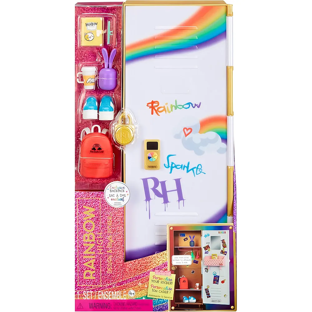 MGA Rainbow High Design & Style - Spind-Spielset mit Regalen, Kleiderb�geln