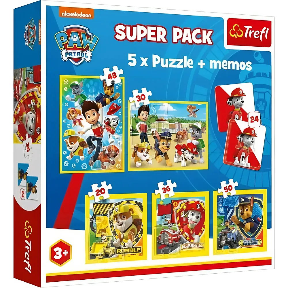 Trefl Puzzle 5in1 Paw Patrol & Memo | Mehrfach-Puzzle