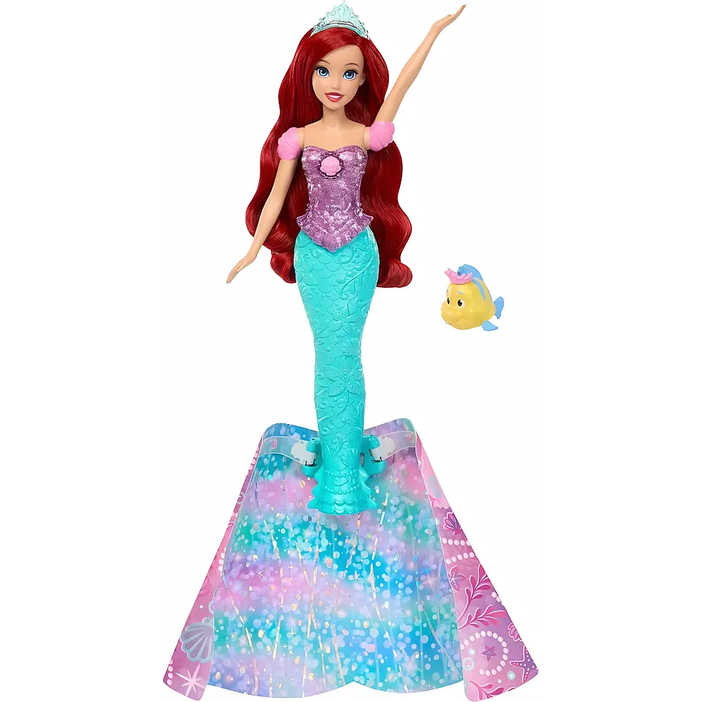 Mattel Disney Princess Arielle-Modepuppe, Verwandlung von Mensch zu Meerjungfrau