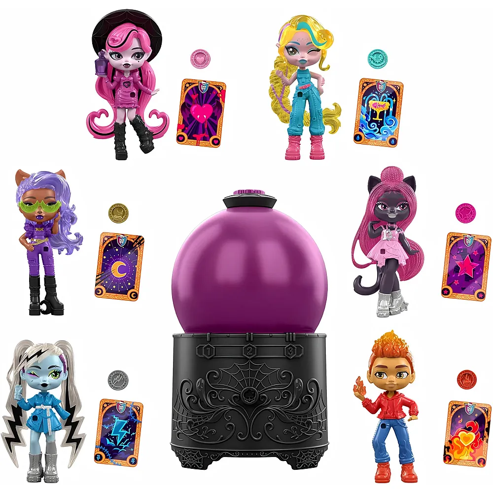 Mattel Monster High Zaubertr�nke Kristallkugel-Minipuppen, ca. 8 cm grosse �berraschungsfiguren mit Water Reveal, Talismanen und Schicksalskarte Figuren k�nnen abweichen, JCX99