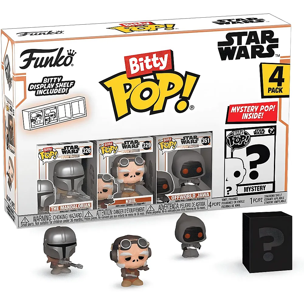 meinspielzeug - Funko Bitty Pop The Mandalorian, Kuiil, Offworld Jawa und Mystery 4Teile Star Wars | Lizenzfiguren