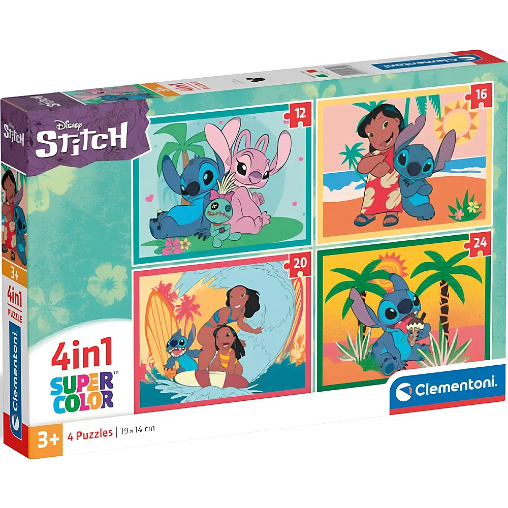 Clementoni Puzzle Supercolor Lilo & Stitch 4in1 Stitch 12-24