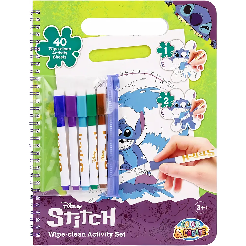 Canenco Lilo & Stitch Stitch Activity Set Wiederverwendbares Malbuch