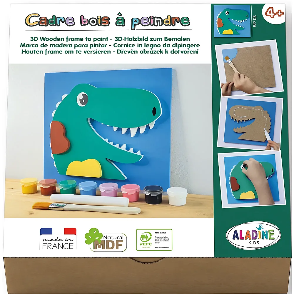 Aladine 3D-Holzbild zum Bemalen Dinosaurier