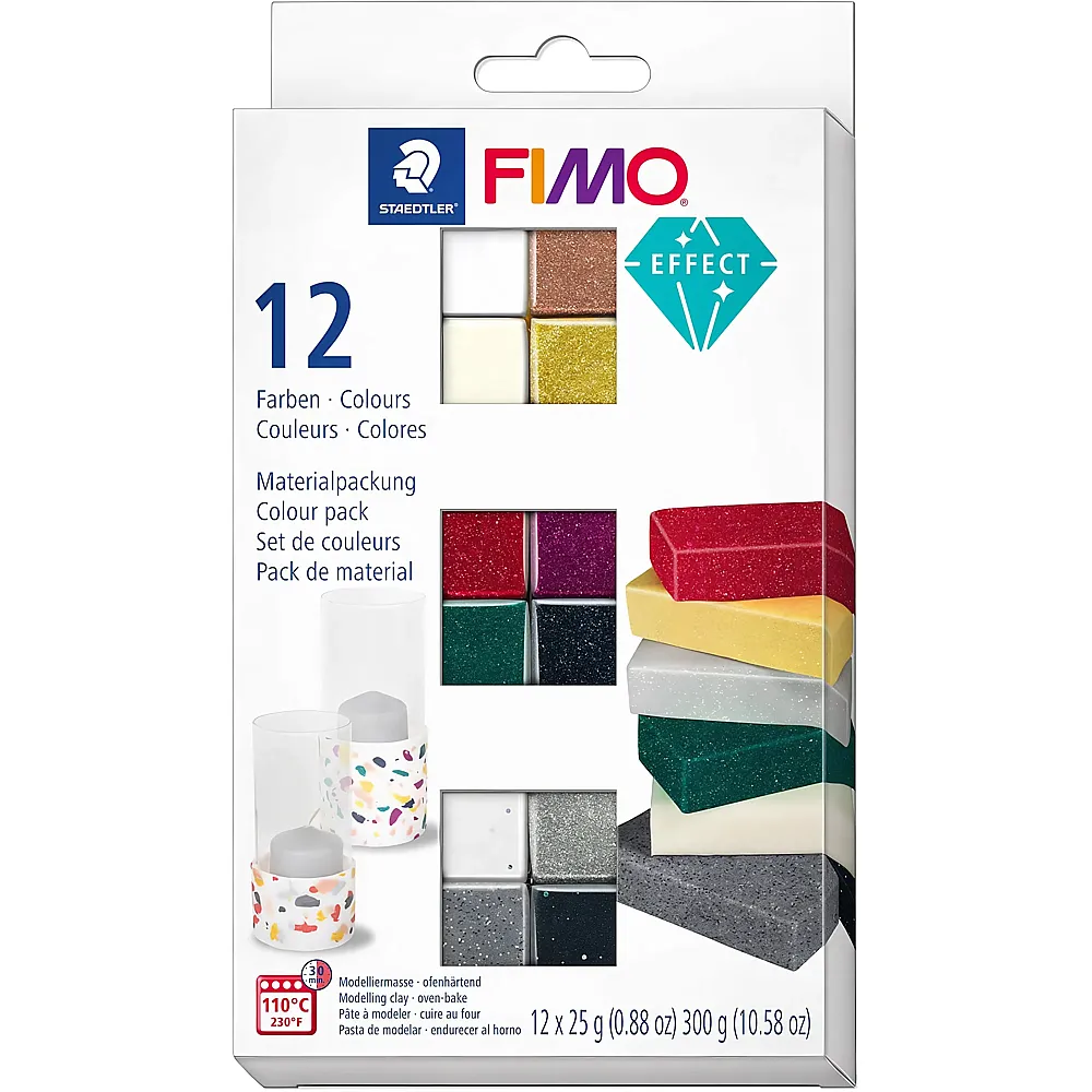 Fimo Effect Modelliermasse mit 12 Effekt-Farben - 12 x 25 g