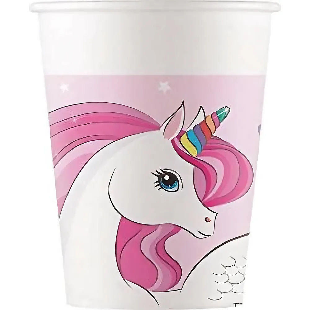 meinspielzeug - Procos Pappbecher Einhorn 200 ml - 8 Teile | Tischdeko