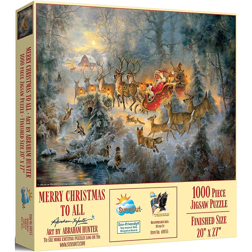 SunsOut Puzzle Abraham Hunter Merry Christmas to All - 1000 Teile