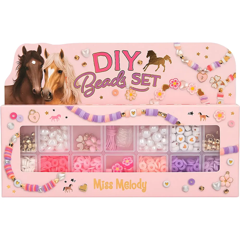 Depesche Miss Melody - DIY Perlen Set, 12 Sorten Perlen in versch. Farben und Formen, zum kreativen Gestalten von Armb�ndern