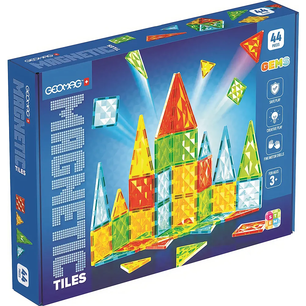 Geomag Magnetic Tiles Gems - 44 Teile