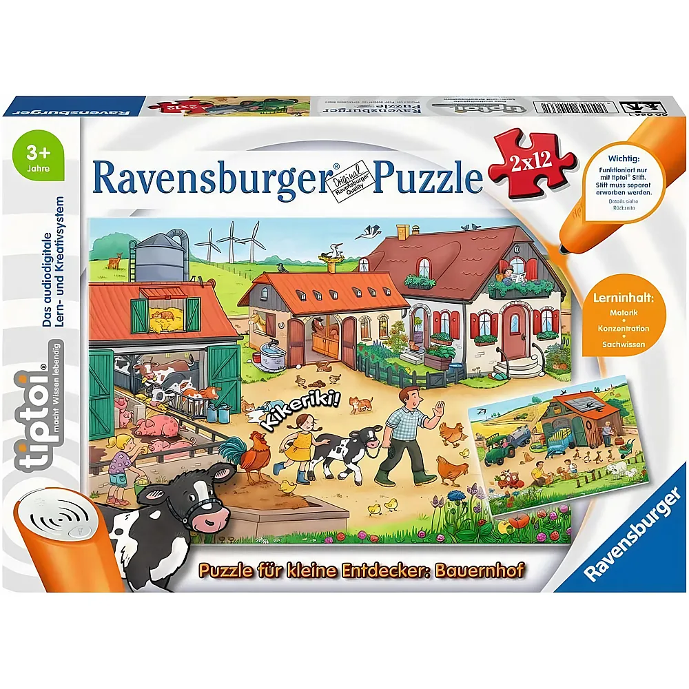 Ravensburger tiptoi Puzzle Bauernhof 2x12