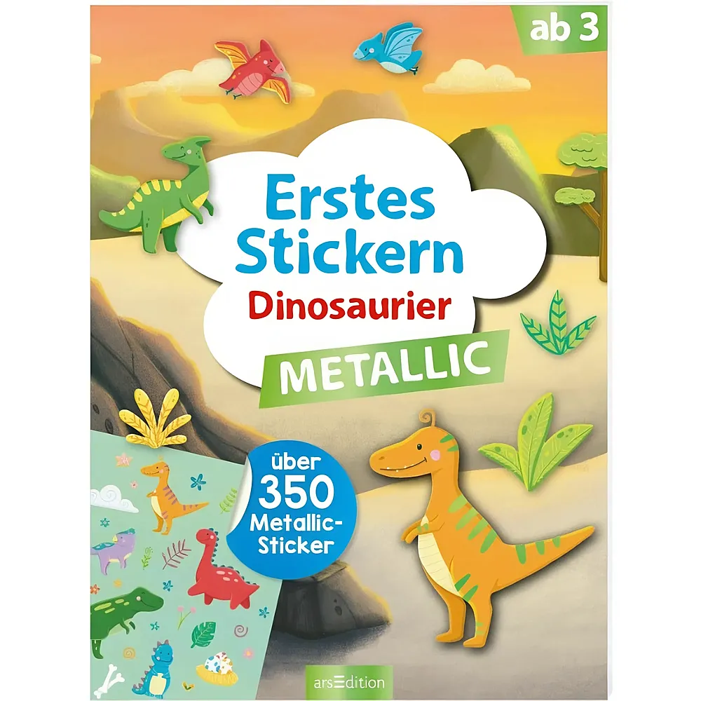 ars Edition Erstes Stickern Metallic Dinosaurier