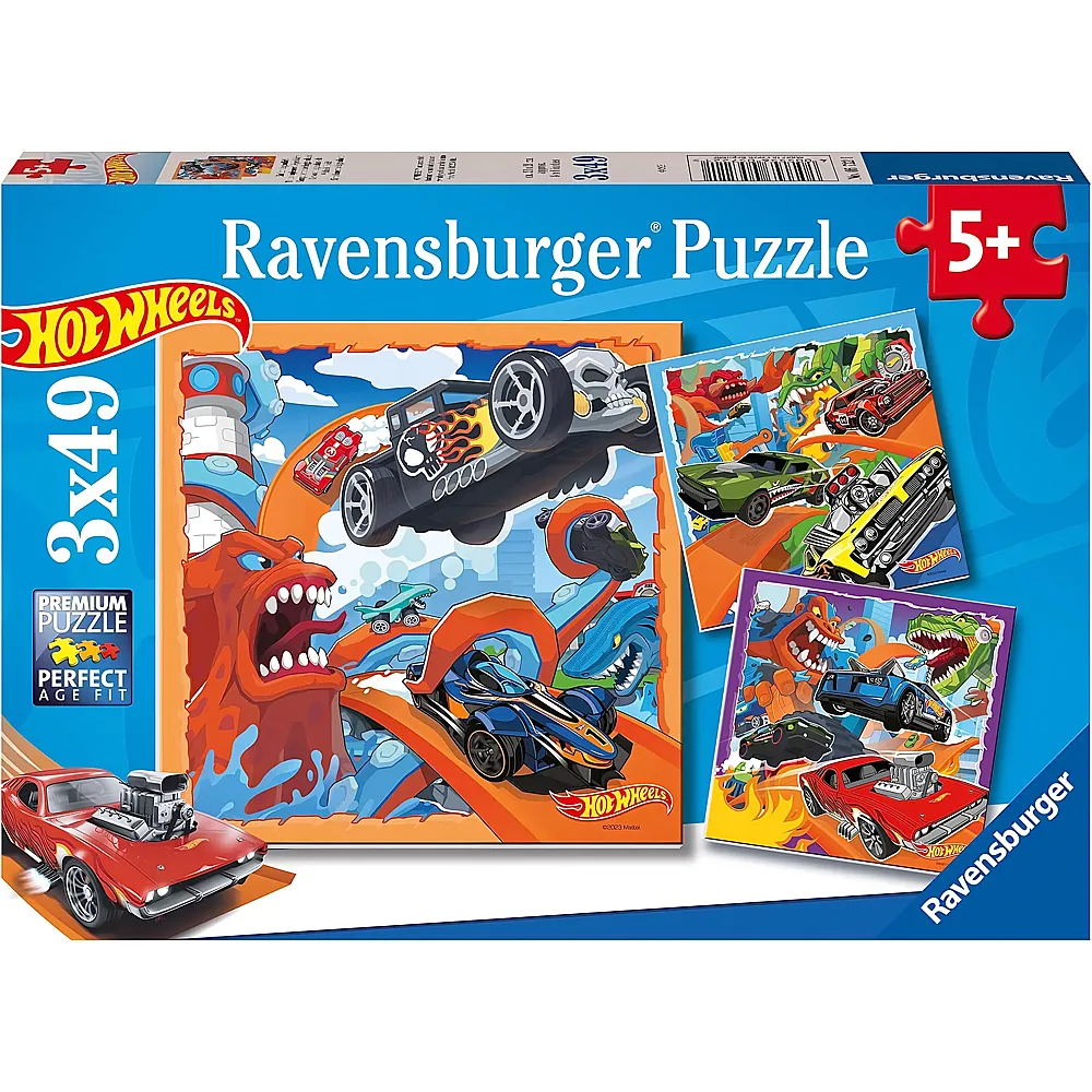 Ravensburger Puzzle 3in1 Hot Wheels - 49 Teile | Puzzle 10-104 Teile