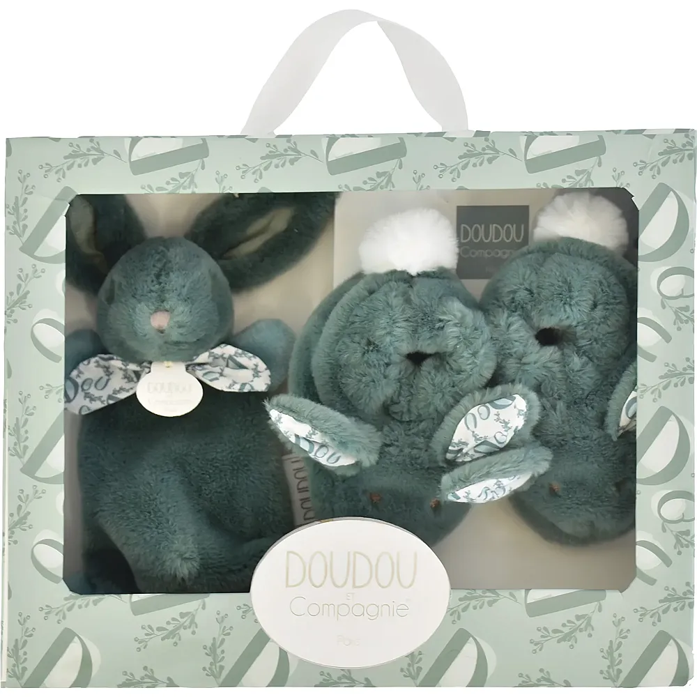 Doudou et Compagnie Set regalo Coniglietto verde salvia