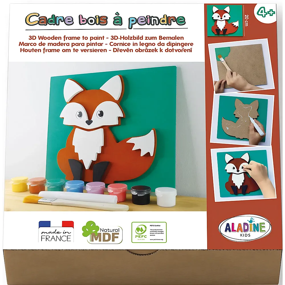 Aladine 3D-Holzbild zum Bemalen Fuchs