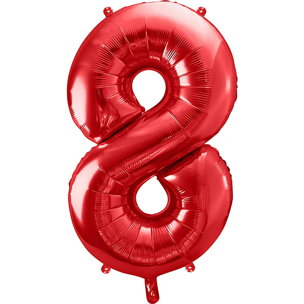 Partydeco Folienballon Zahl 8 Rot | Folienballone