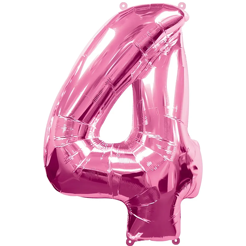 Amscan Zahlen Pink Folienballon Nummer 4 Pink 86cm | Kindergeburtstag