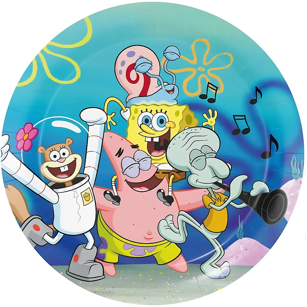 BeenSmile Spongebob Einwegteller 23cm - 8 Teile SpongeBob | Tischdeko