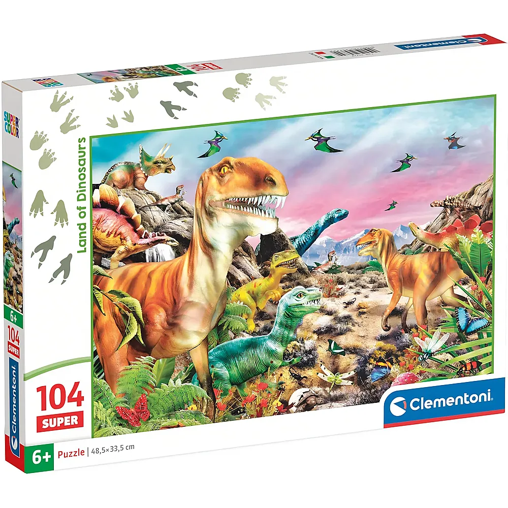 Clementoni Puzzle Supercolor Land der Dinosaurier 104Teile
