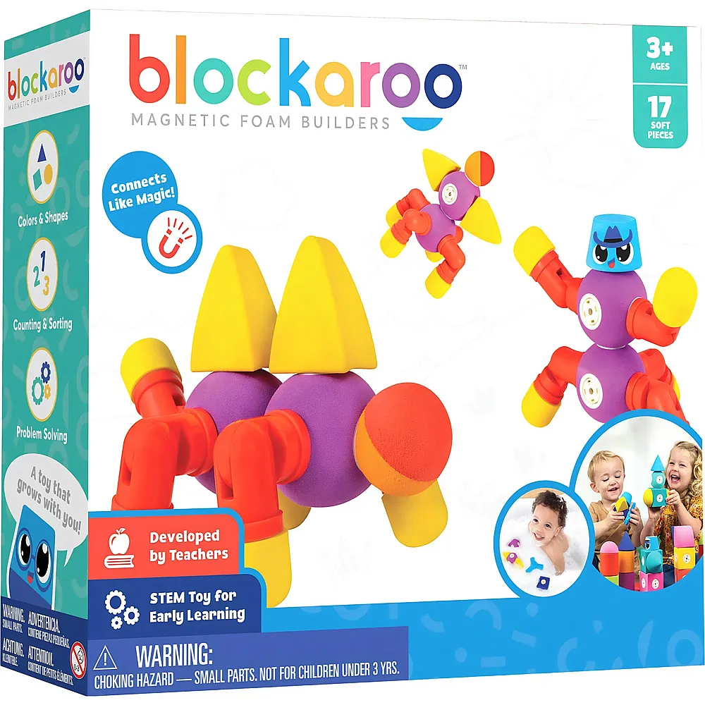 Blockaroo Magnetische Schaumstoffbl�cke Tiere - 17 Teile - Badespielzeug